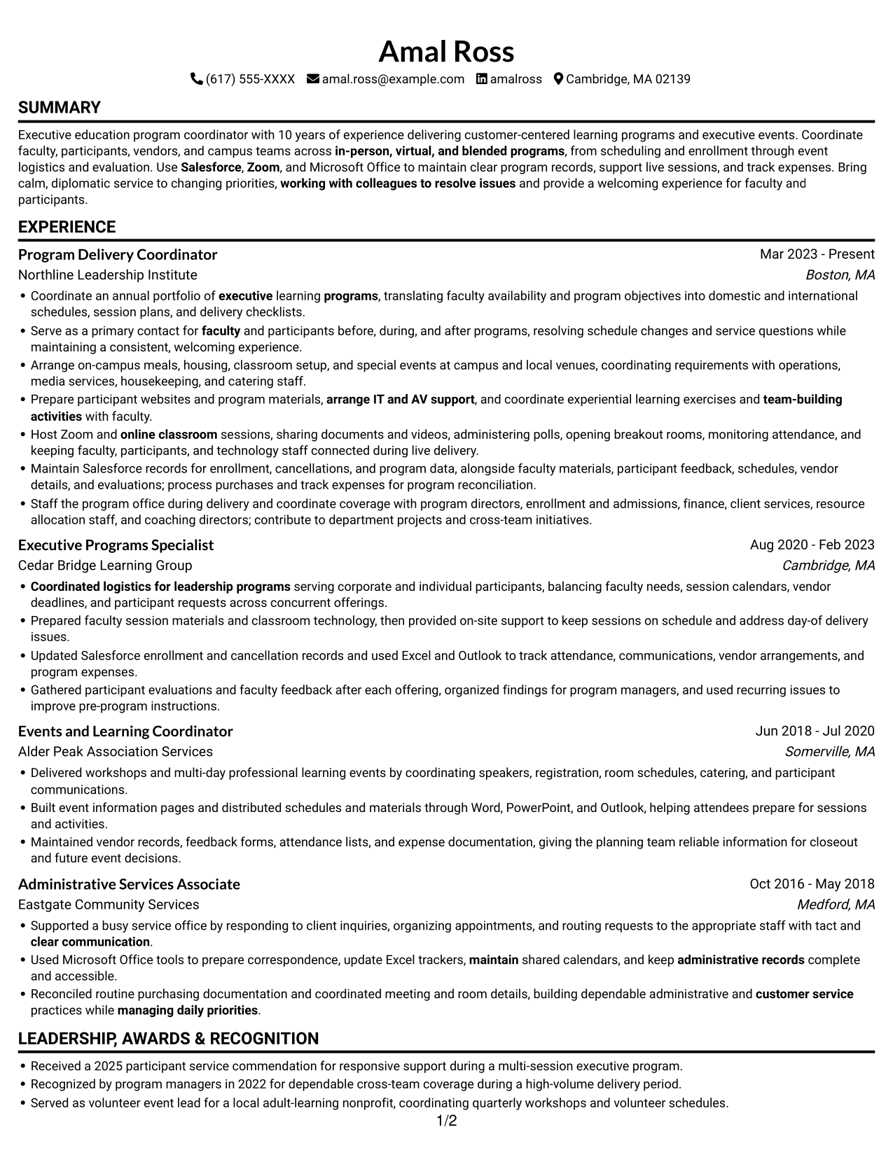 Resume example — page 1