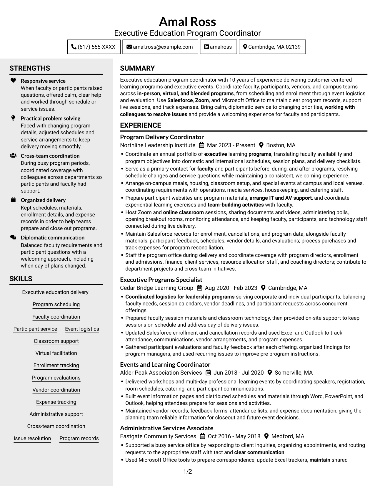 Resume example — page 1