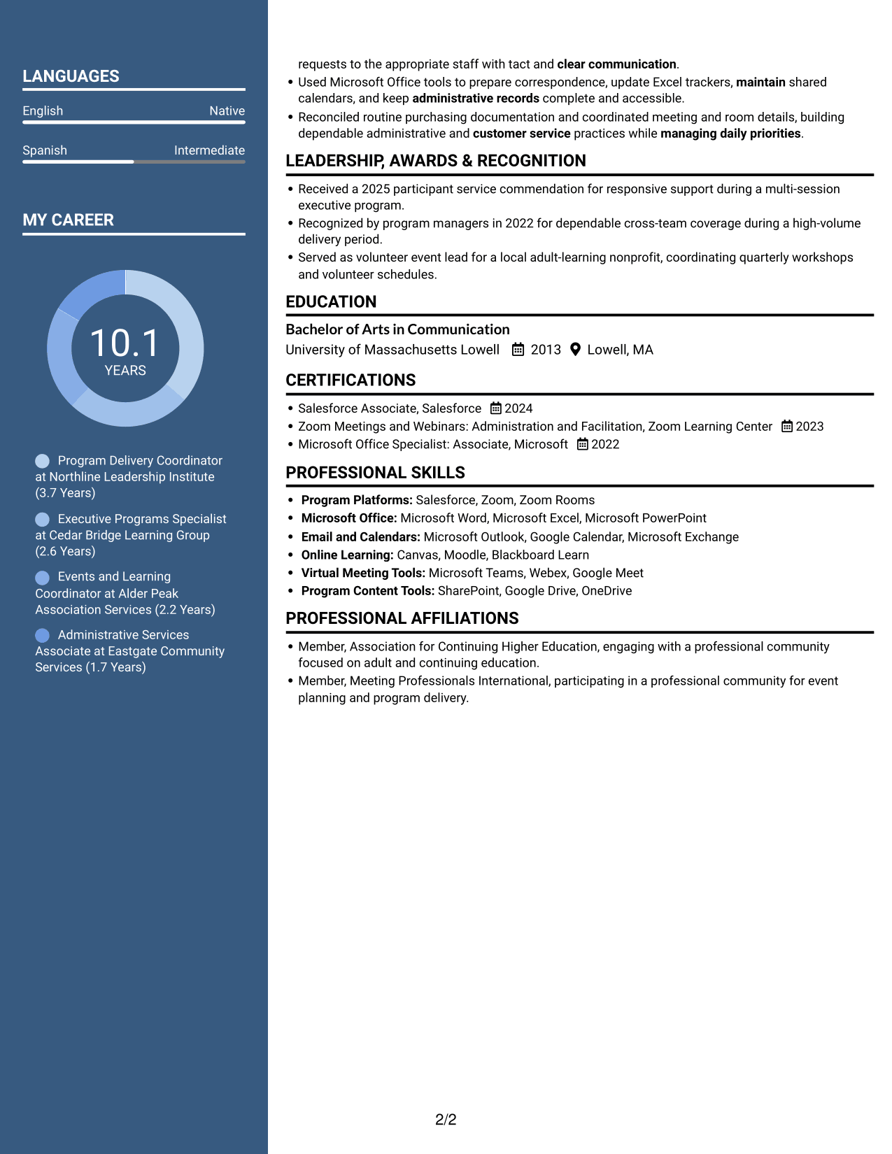 Resume example — page 2