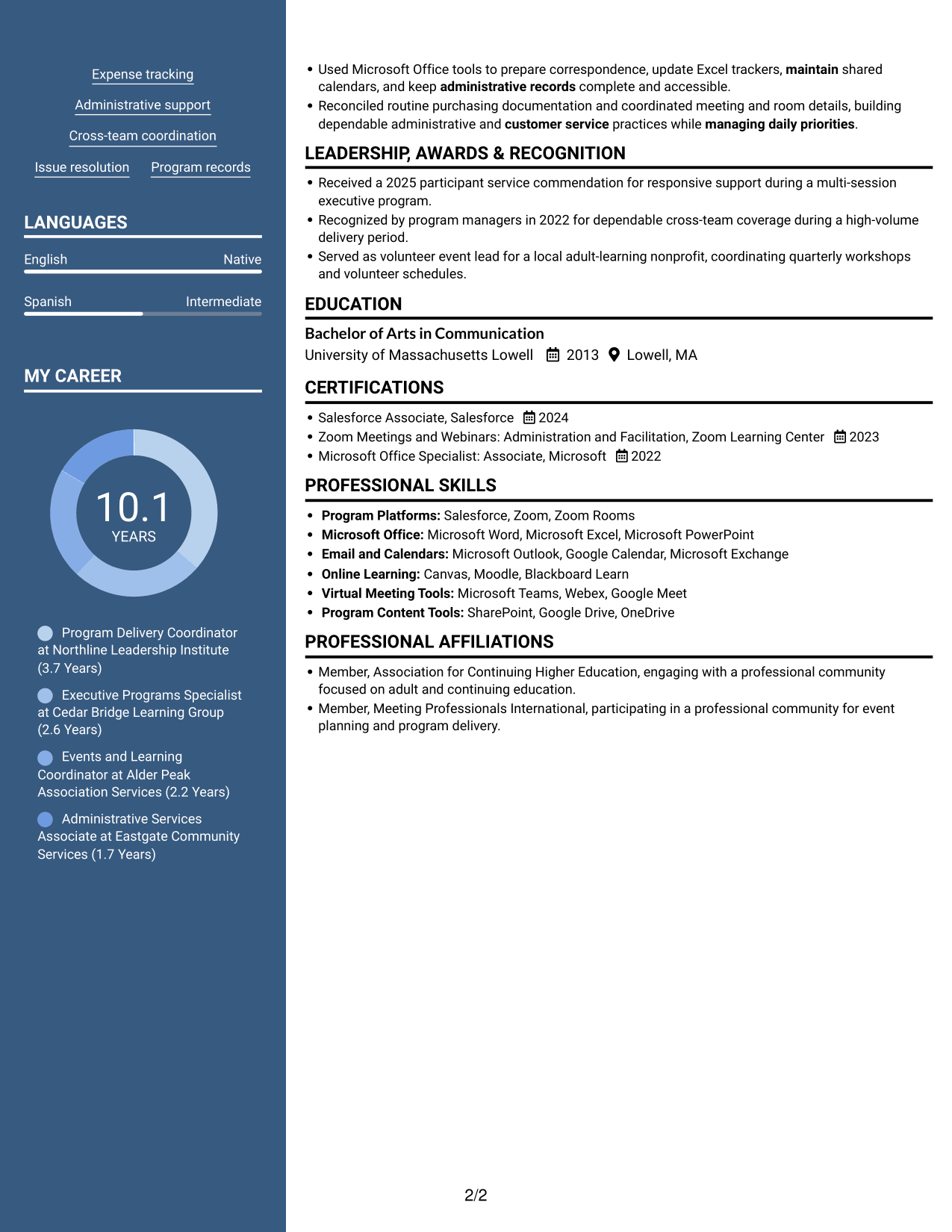 Resume example — page 2