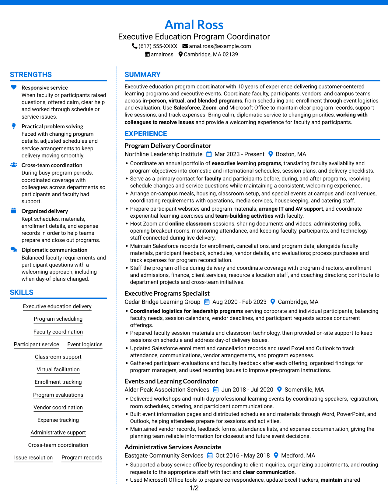 Resume example — page 1