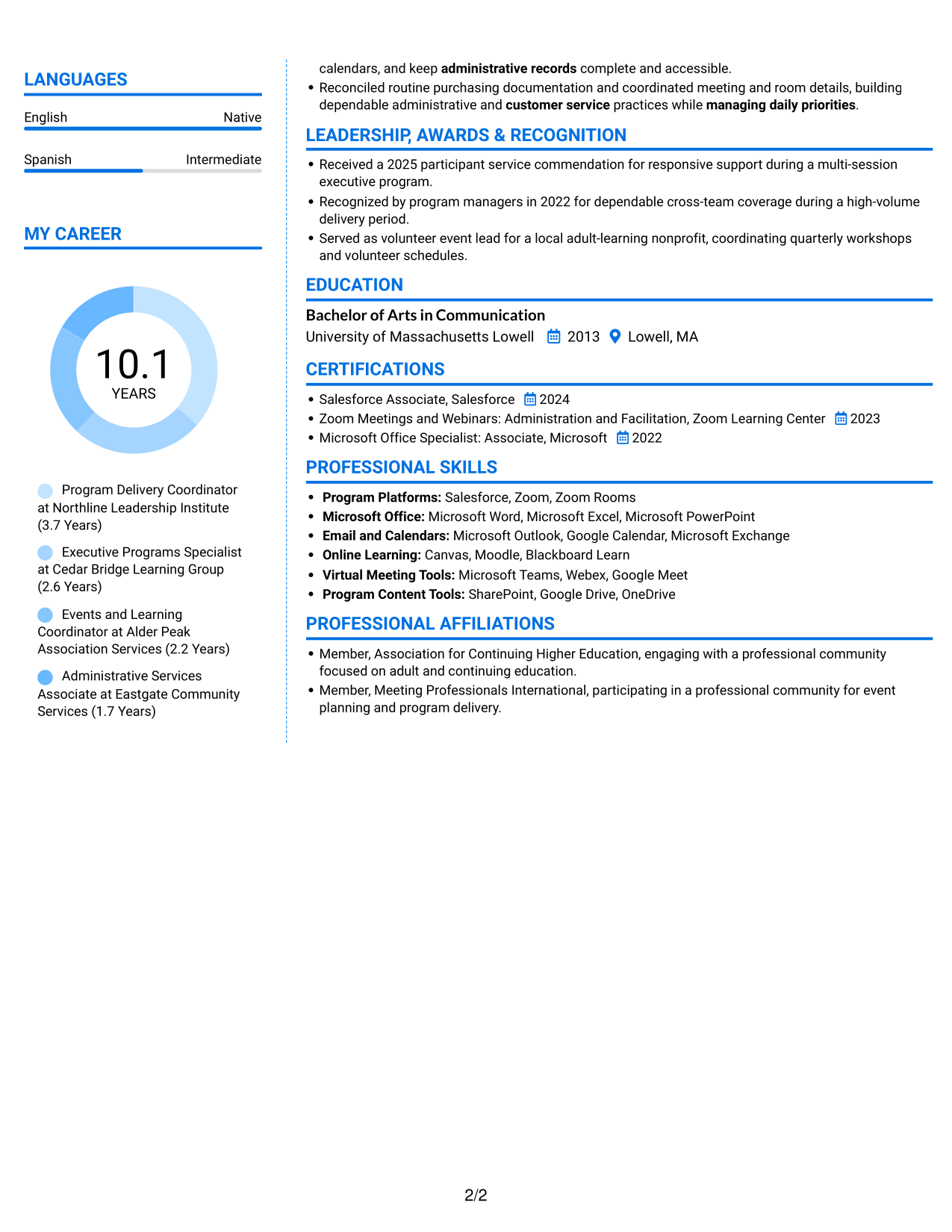 Resume example — page 2