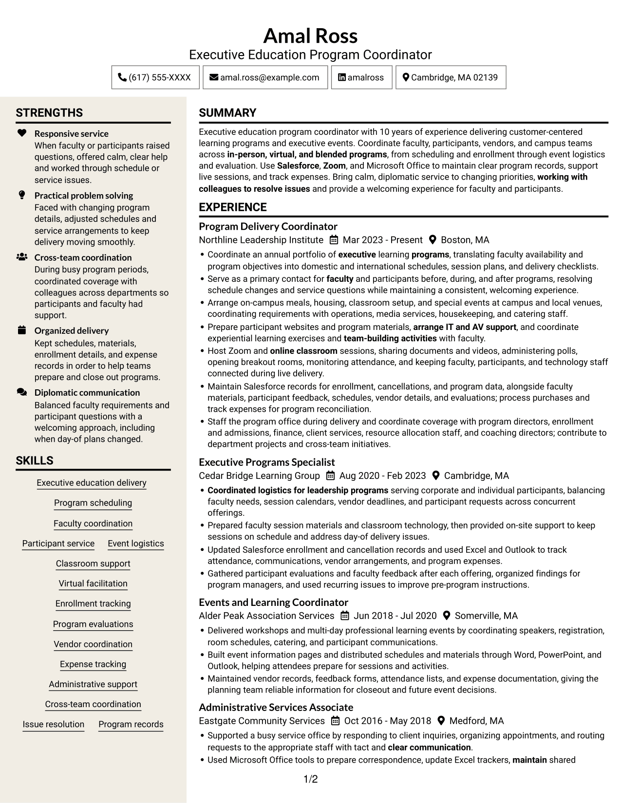 Resume example — page 1