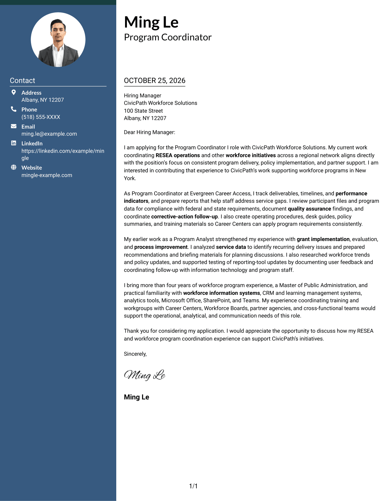 Cover letter example — page 1