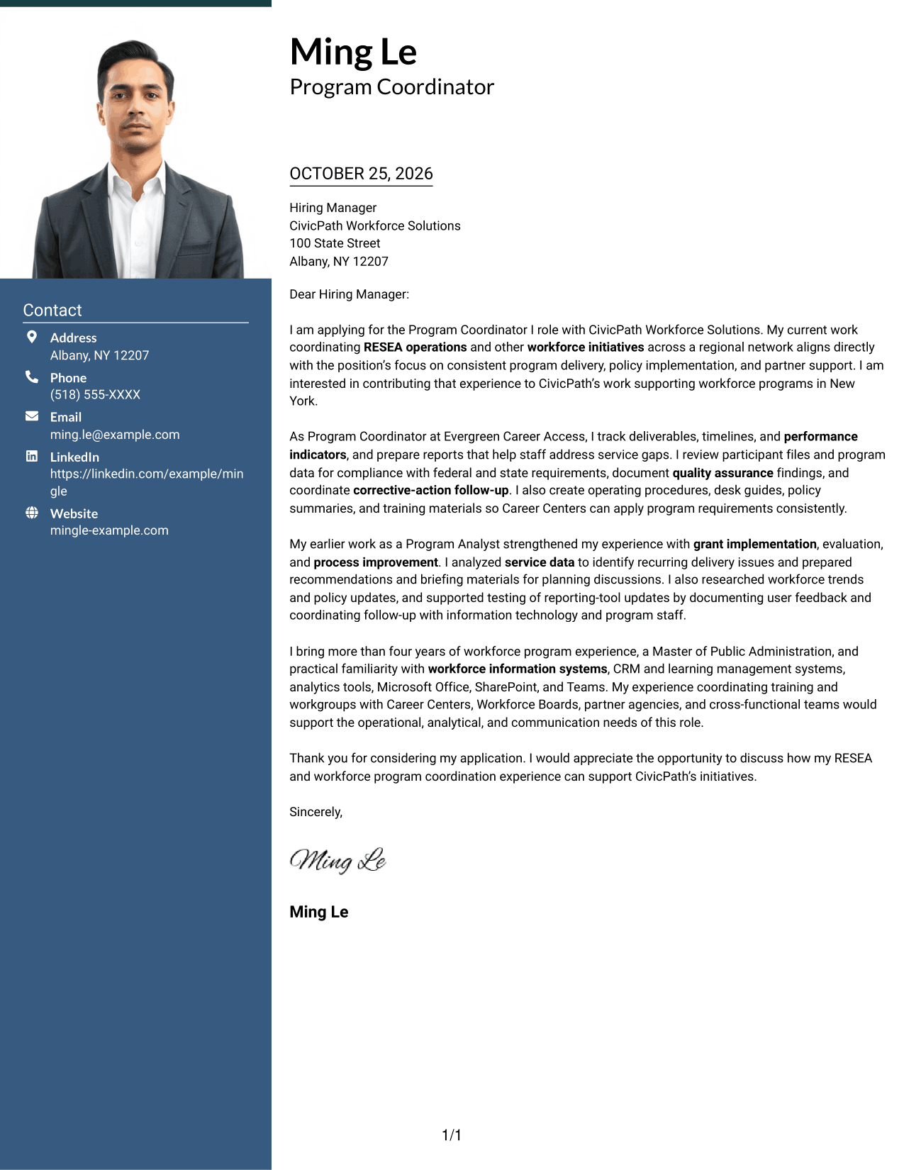 Cover letter example — page 1