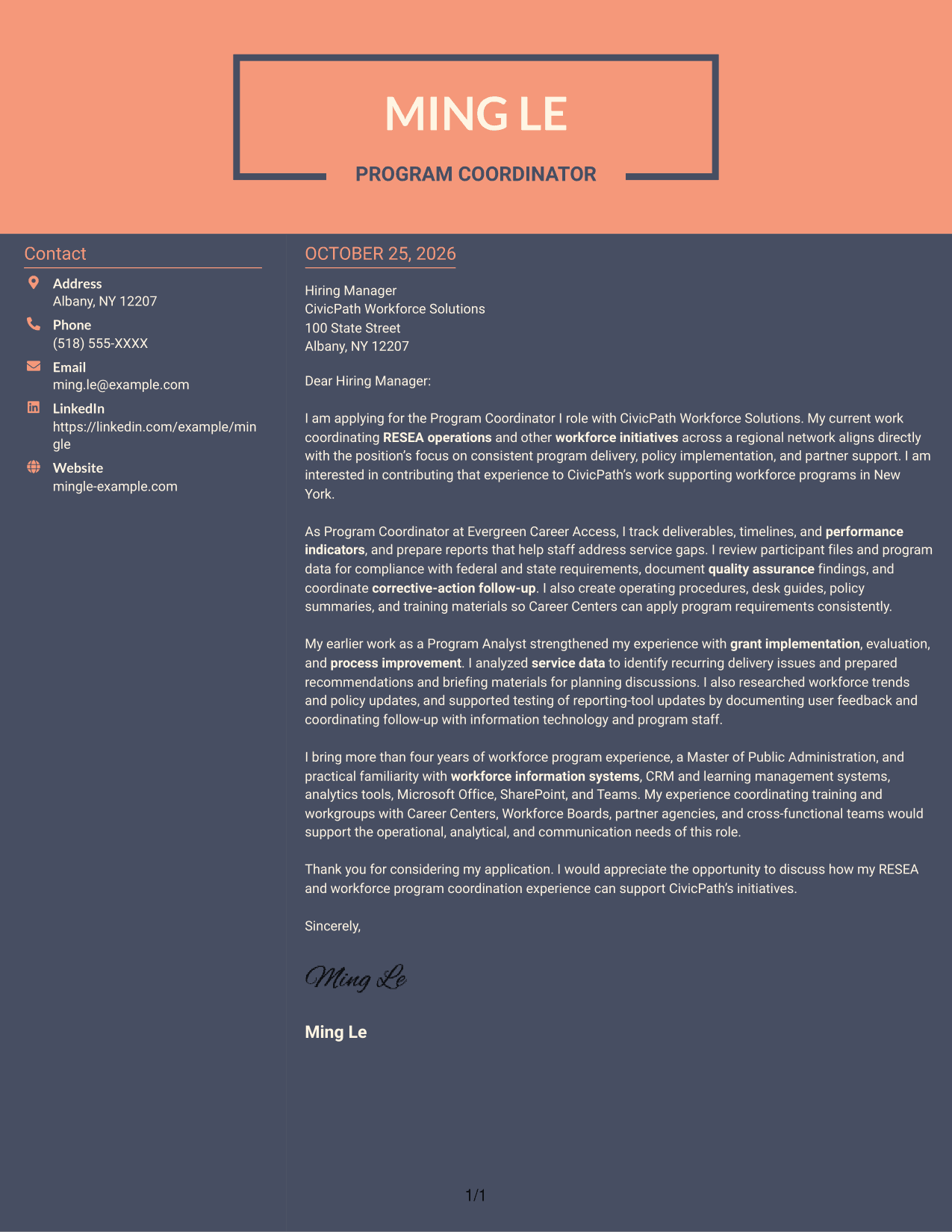 Cover letter example — page 1