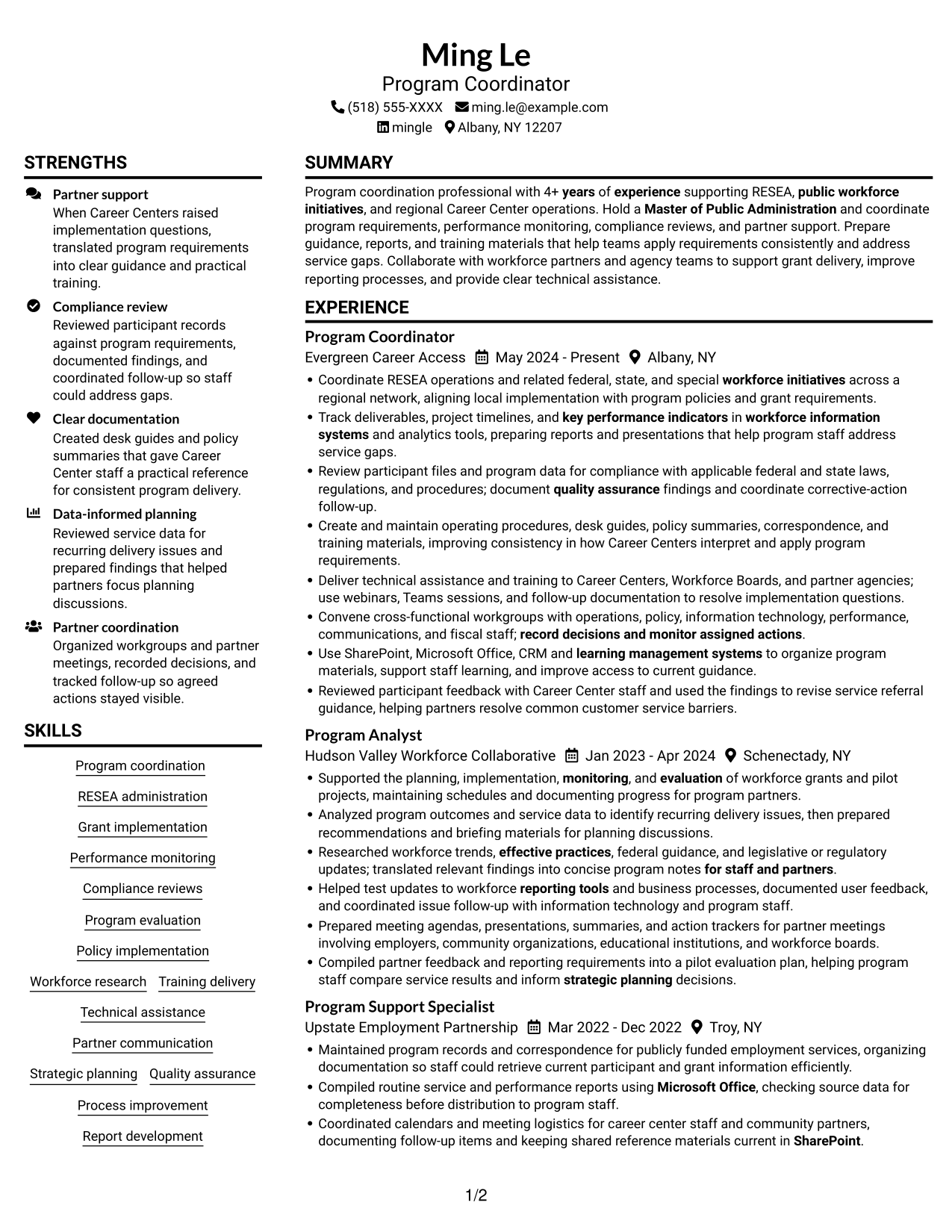 Resume example — page 1