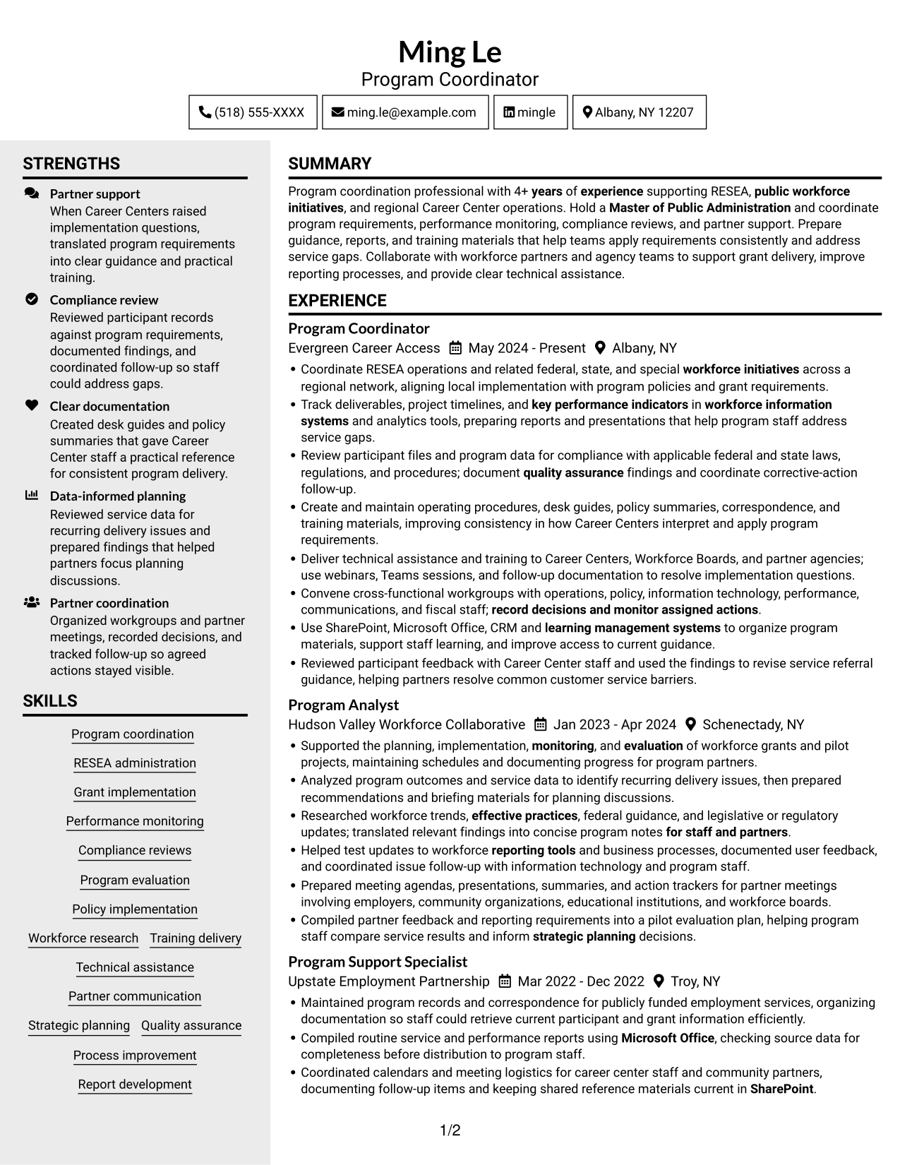 Resume example — page 1