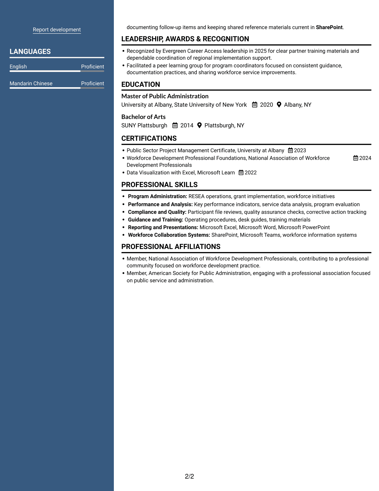 Resume example — page 2