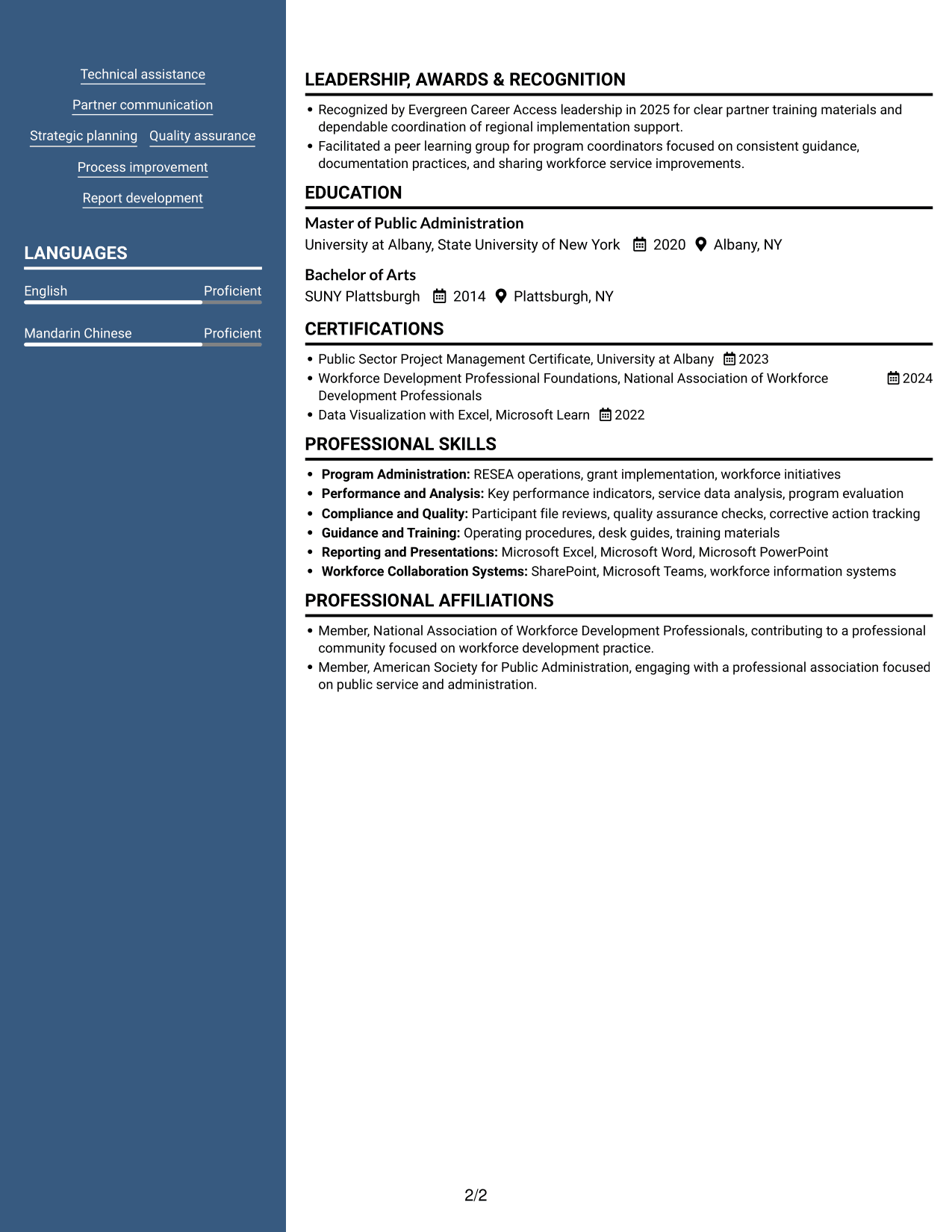 Resume example — page 2