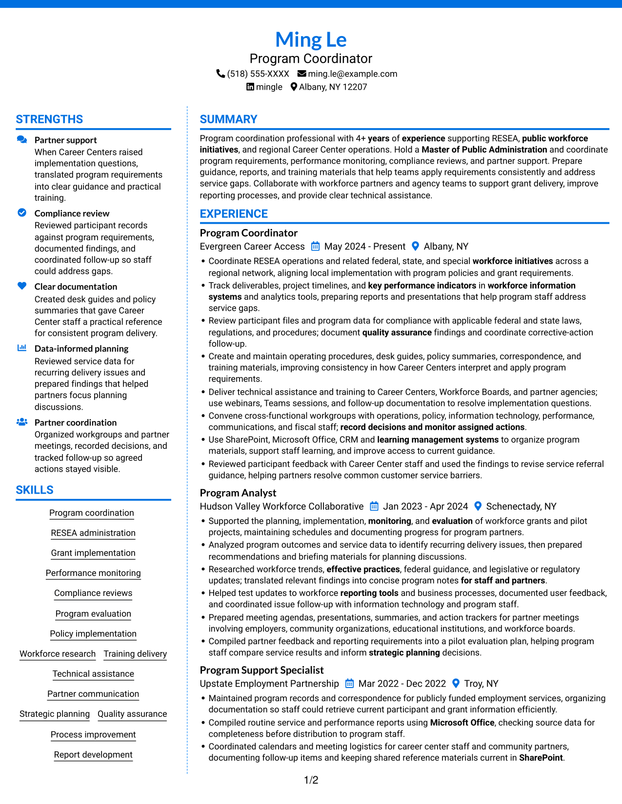 Resume example — page 1