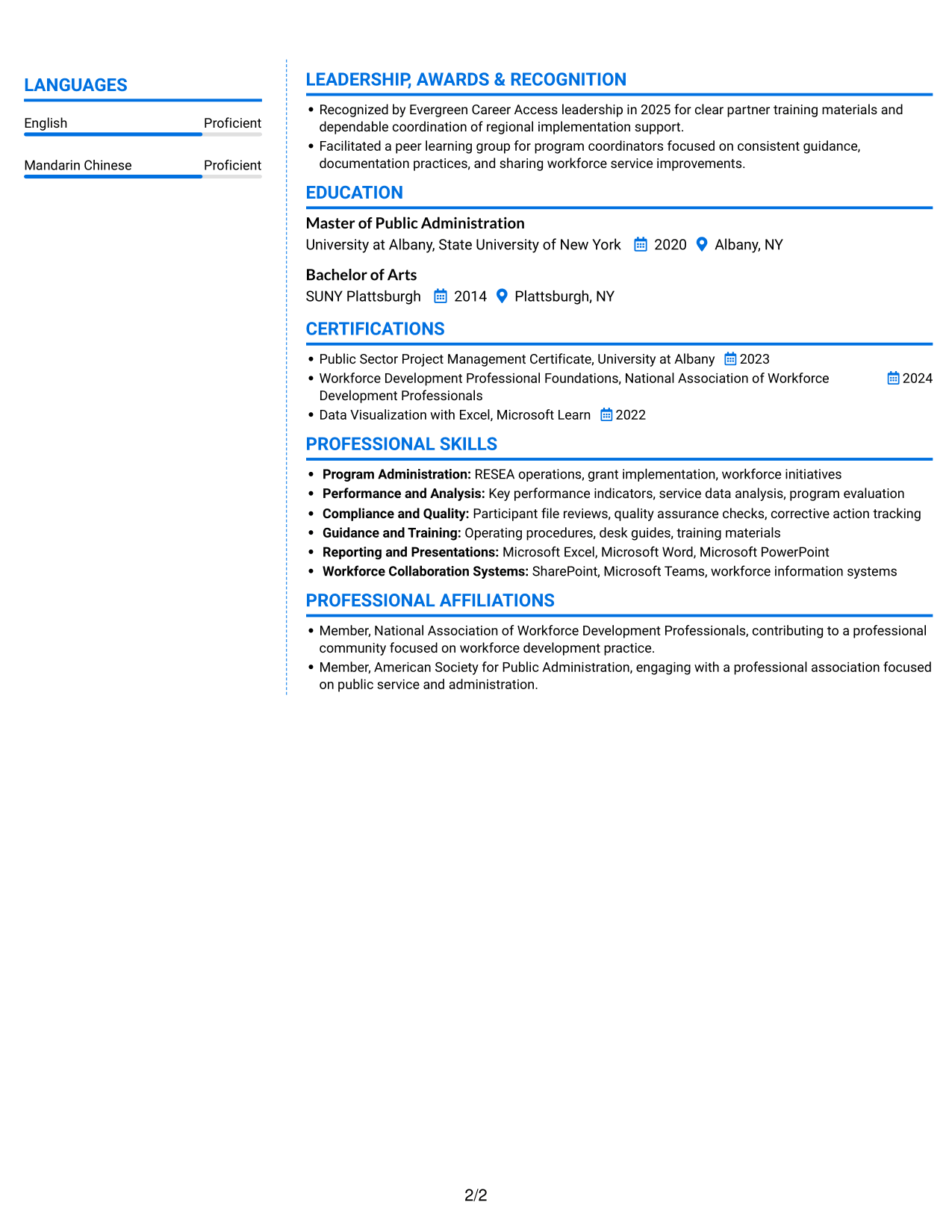 Resume example — page 2