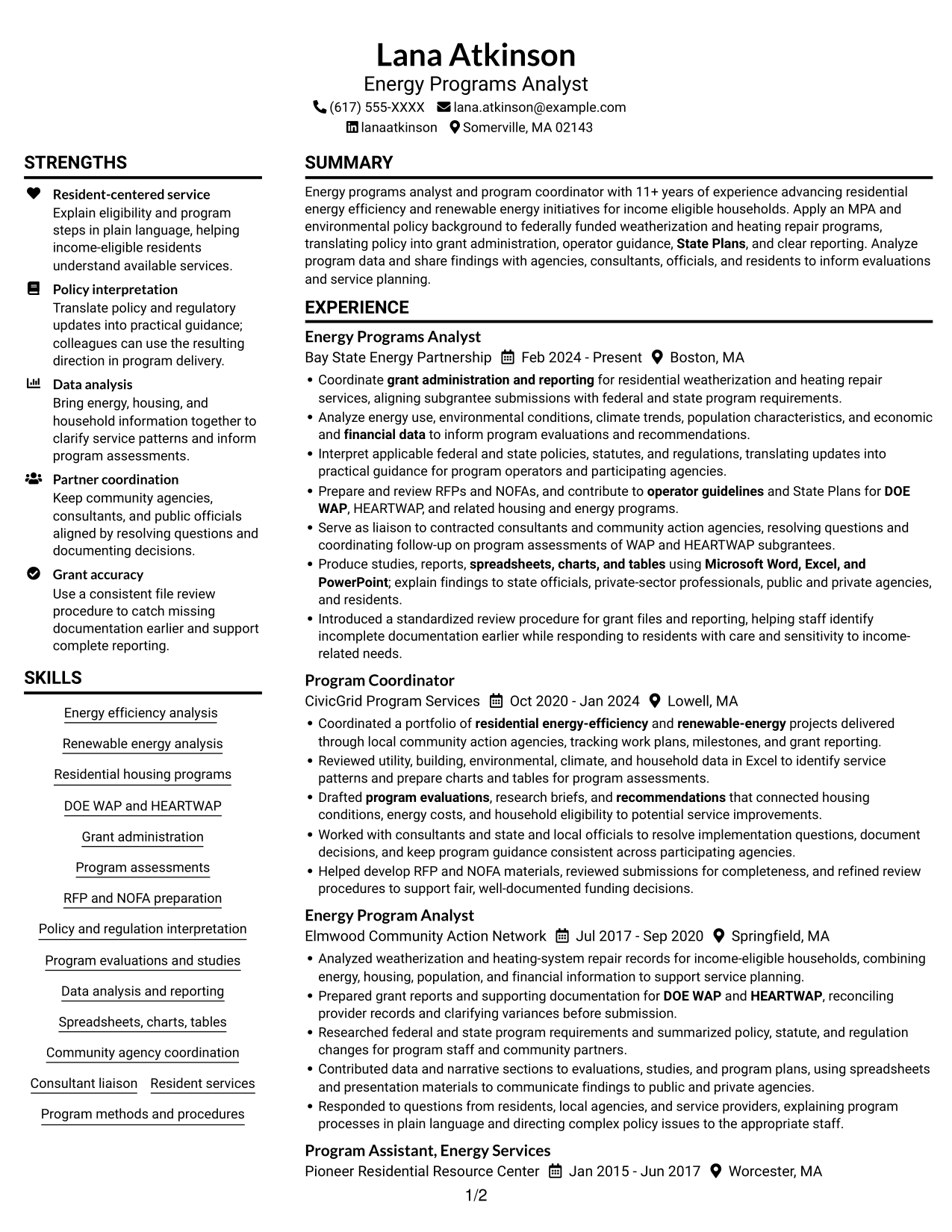 Resume example — page 1