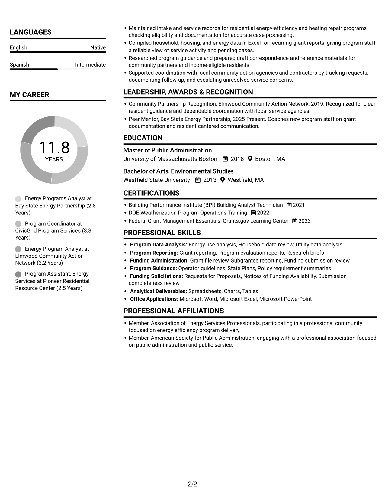 Resume example — page 2