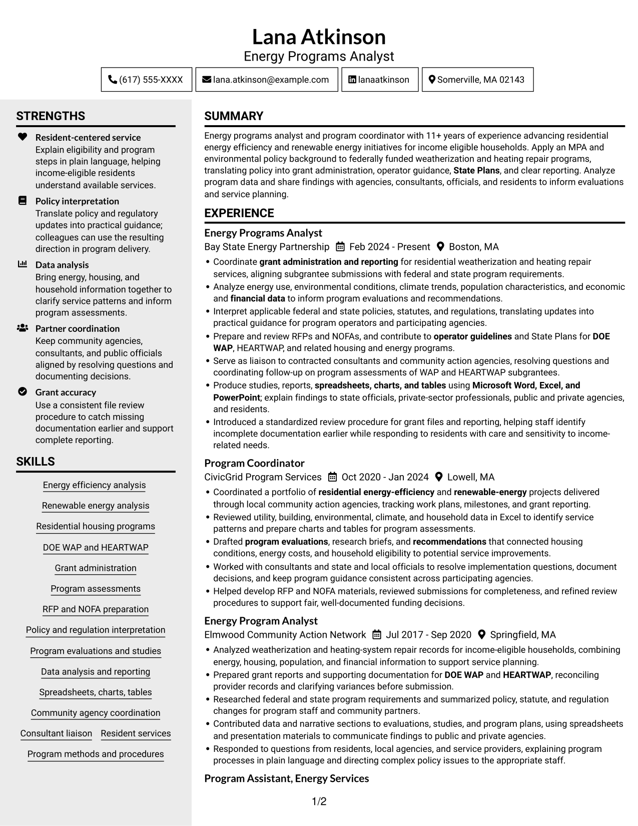 Resume example — page 1