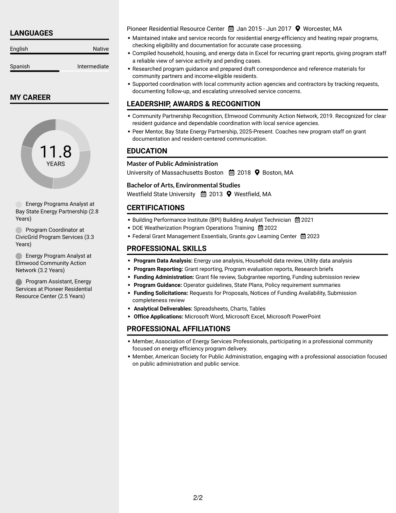 Resume example — page 2