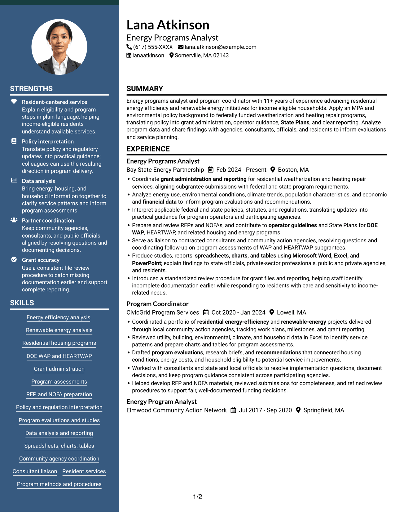 Resume example — page 1
