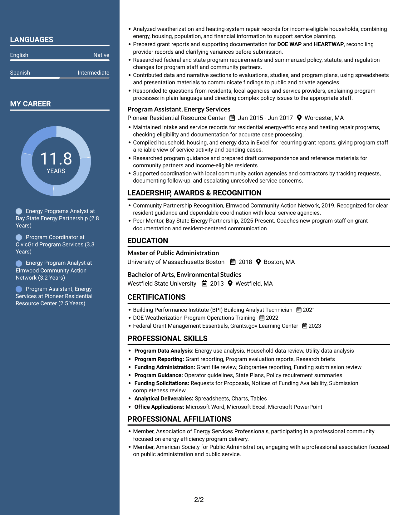 Resume example — page 2