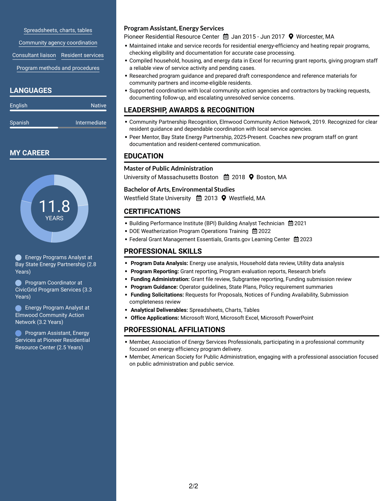 Resume example — page 2