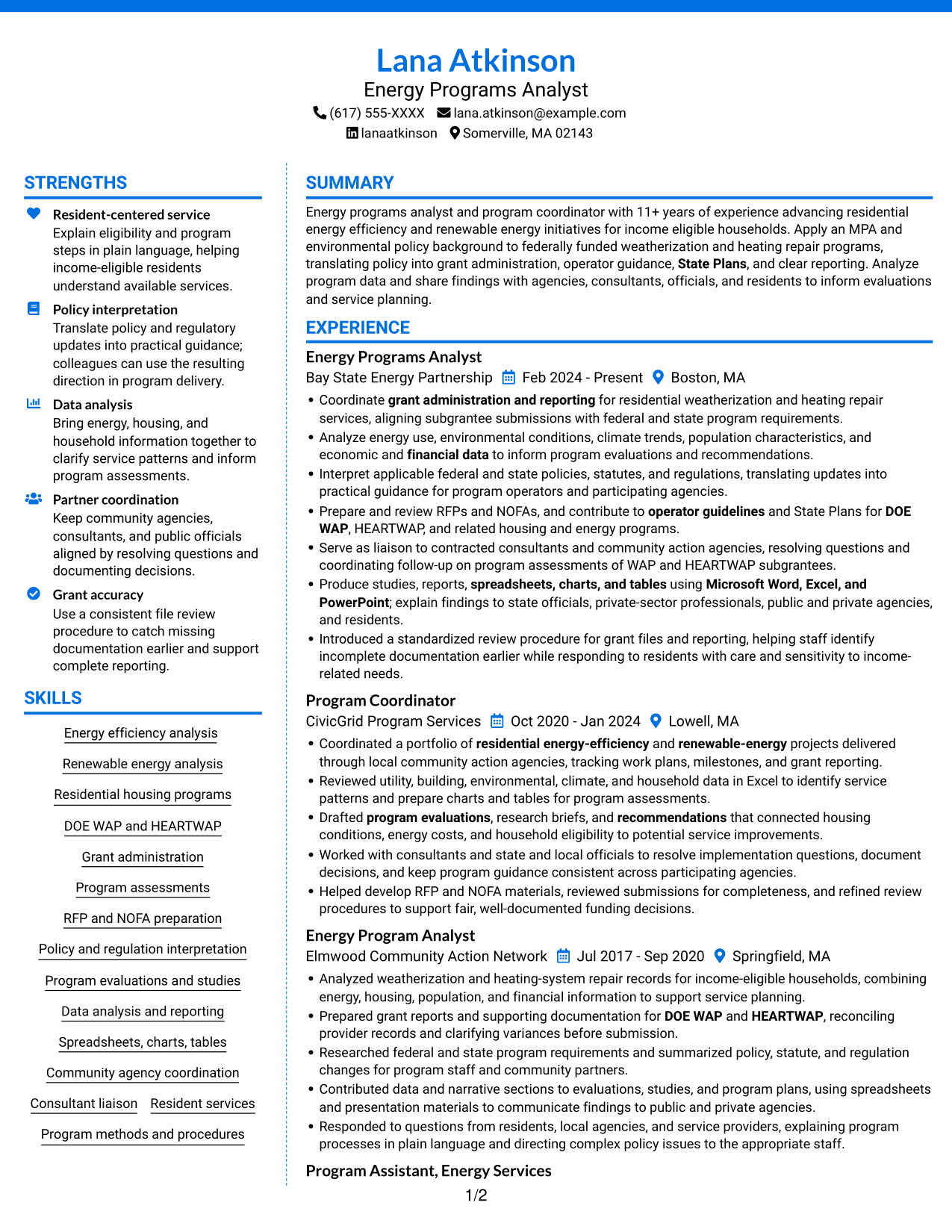 Resume example — page 1
