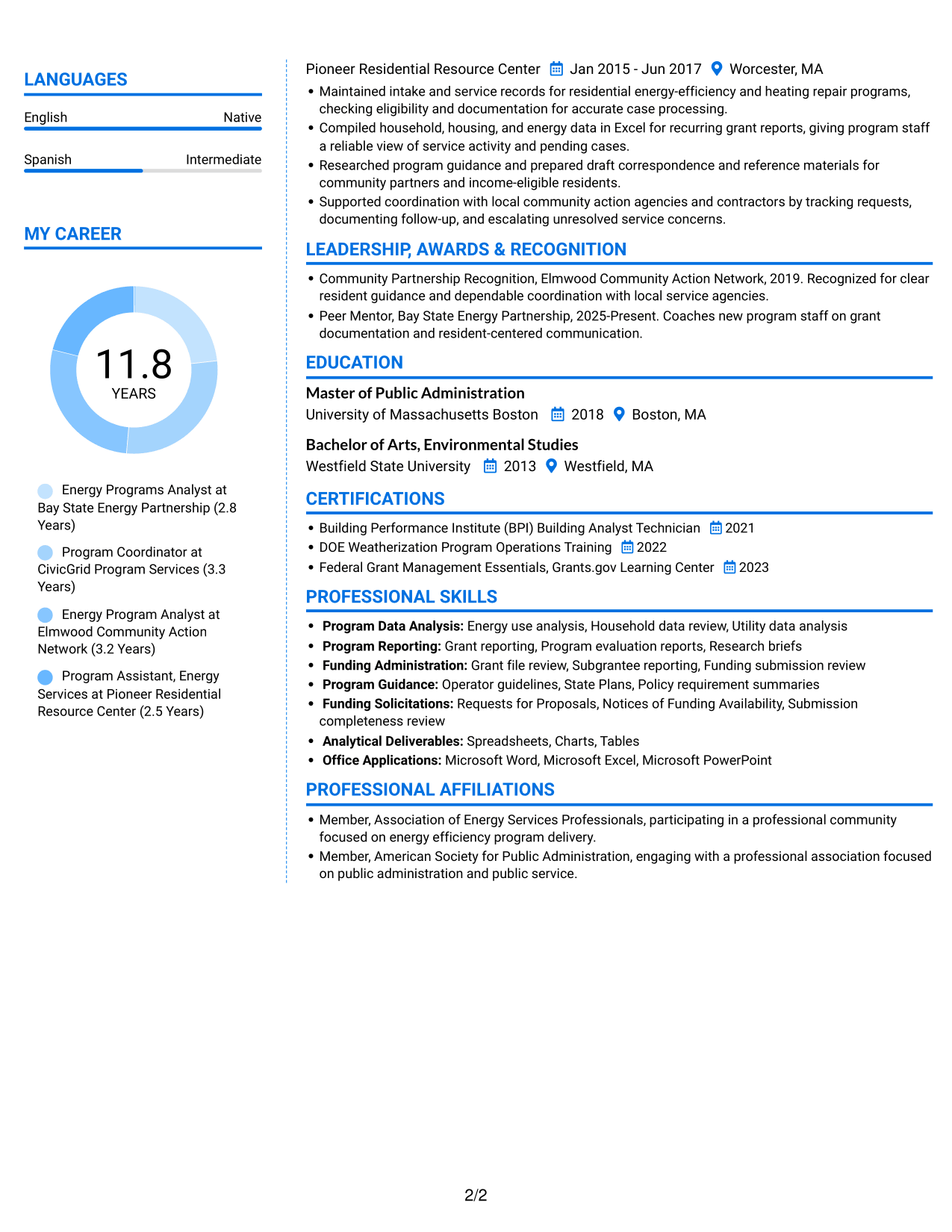 Resume example — page 2