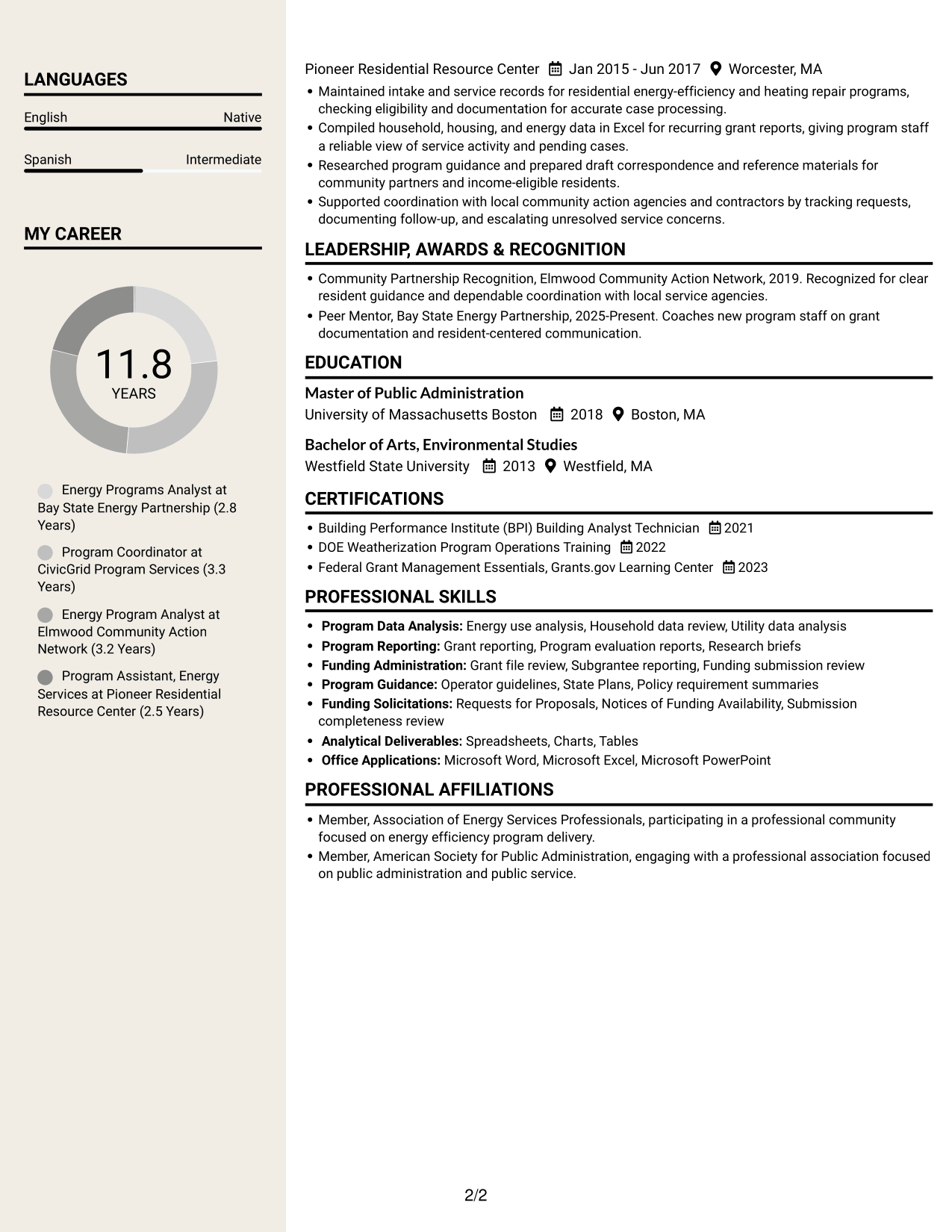 Resume example — page 2