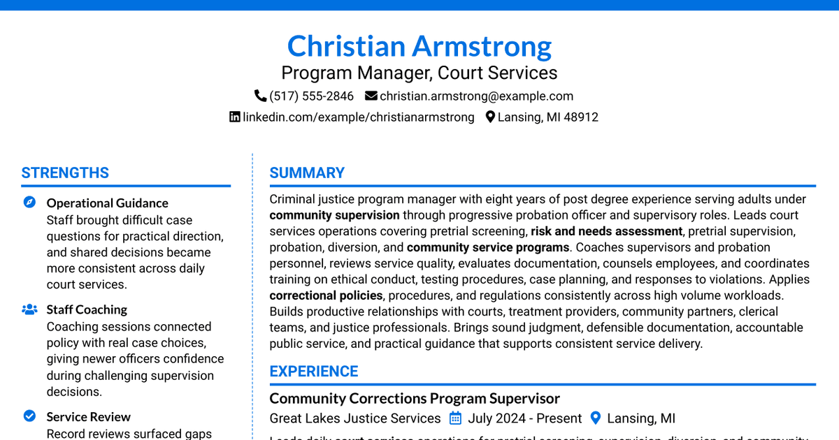 7 Program Manager - Court Services Resume Templates with Example