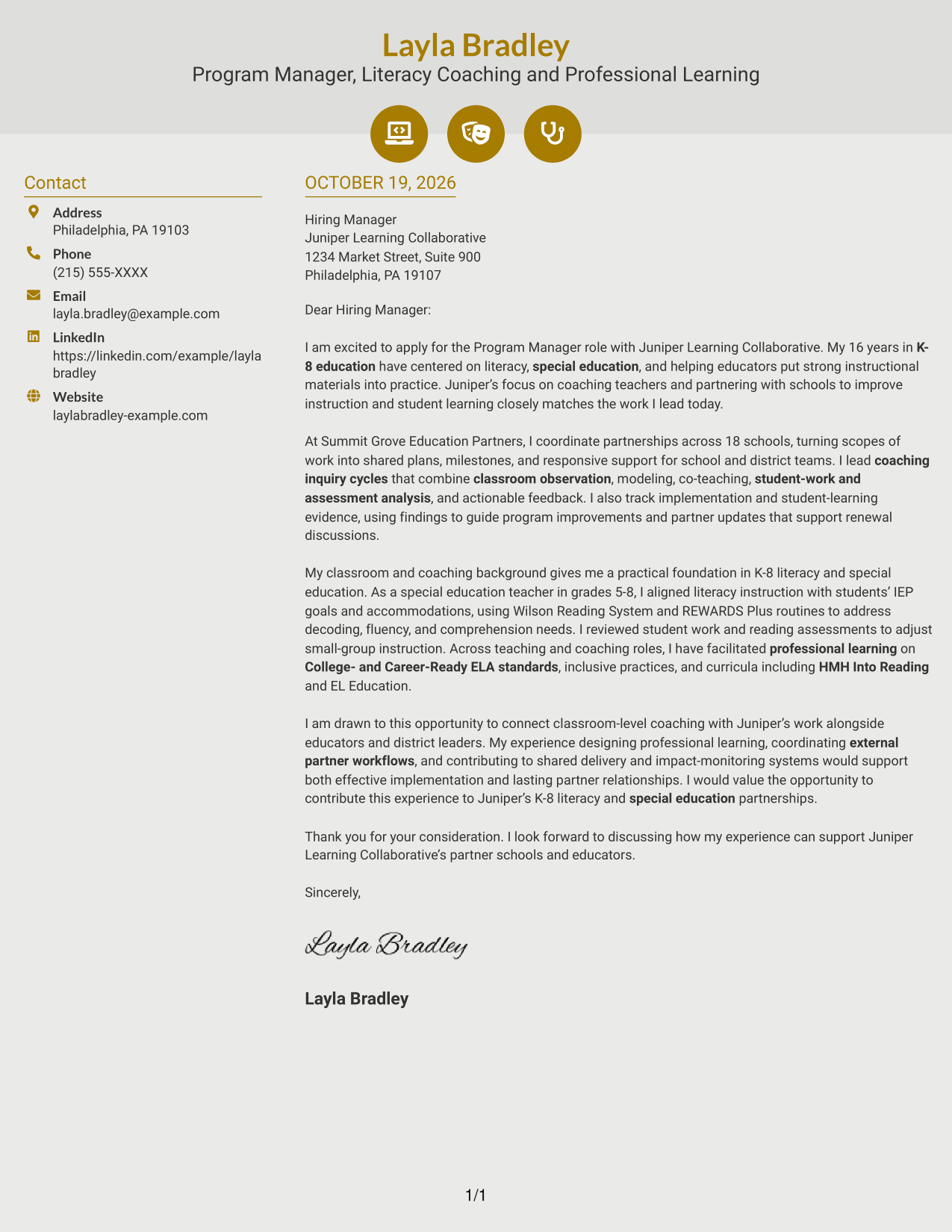 Cover letter example — page 1