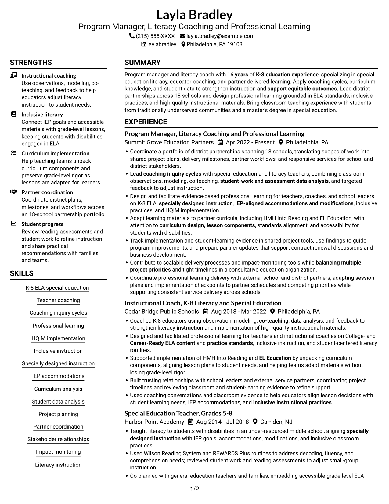 Resume example — page 1
