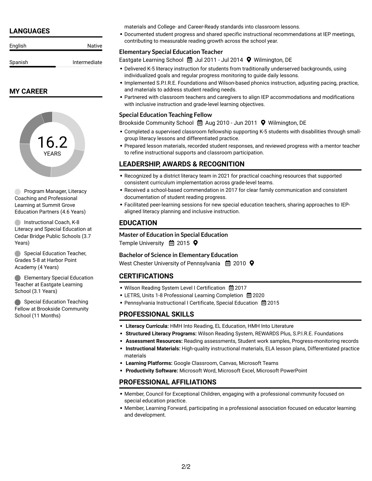 Resume example — page 2