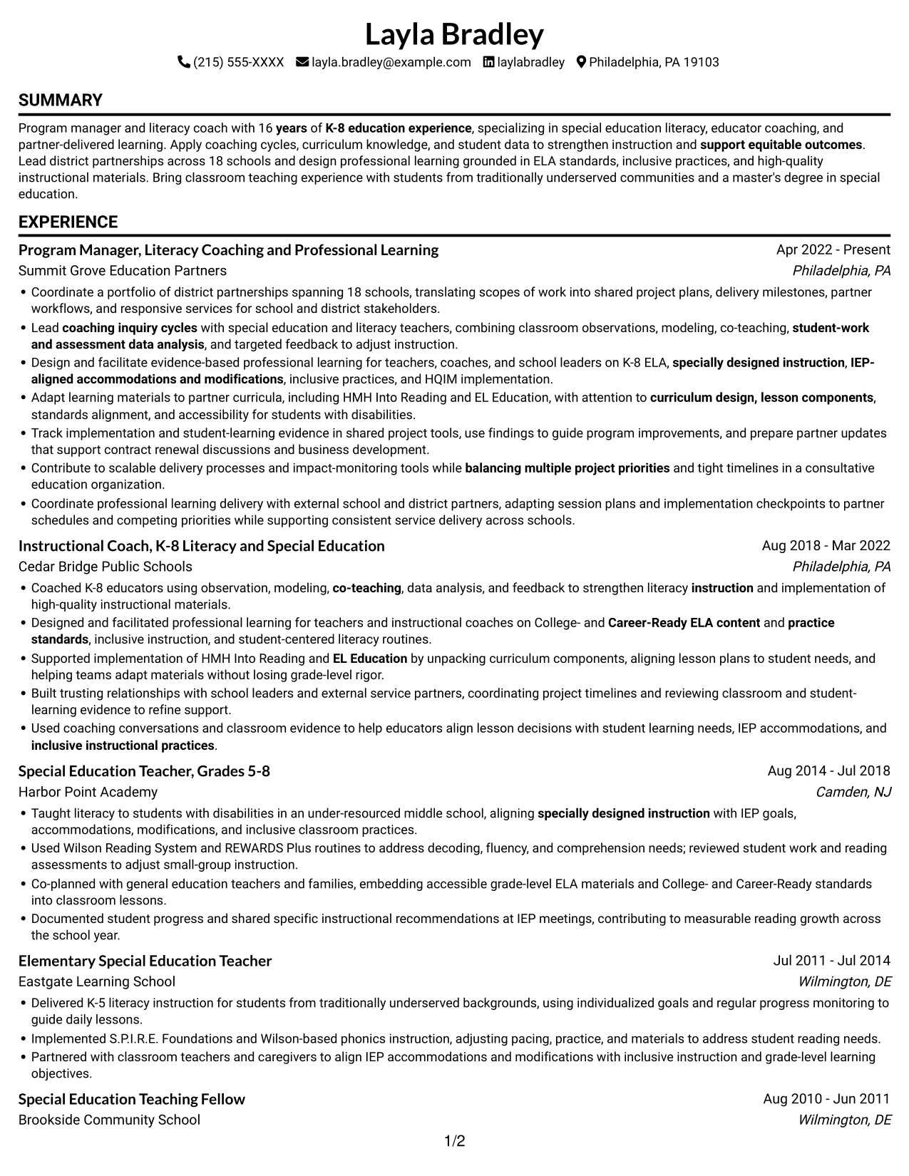 Resume example — page 1