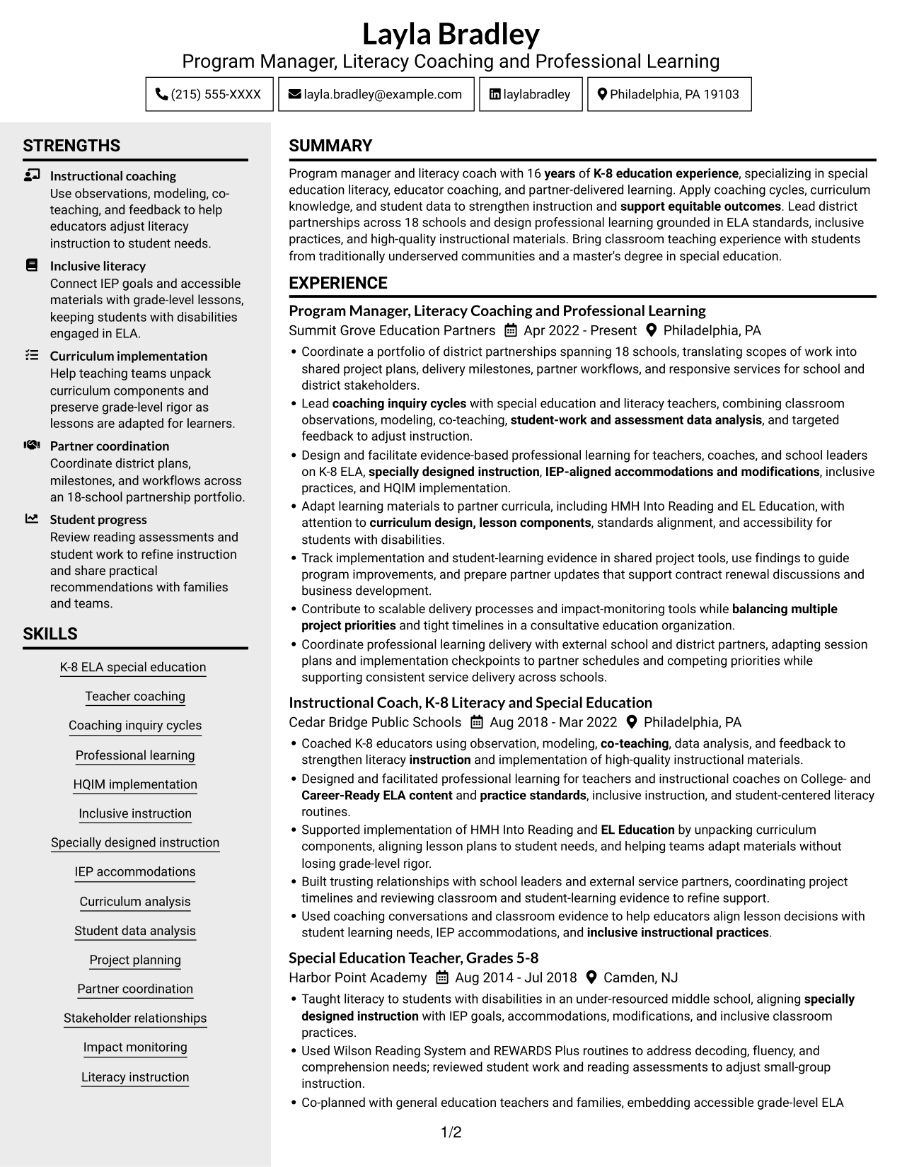 Resume example — page 1