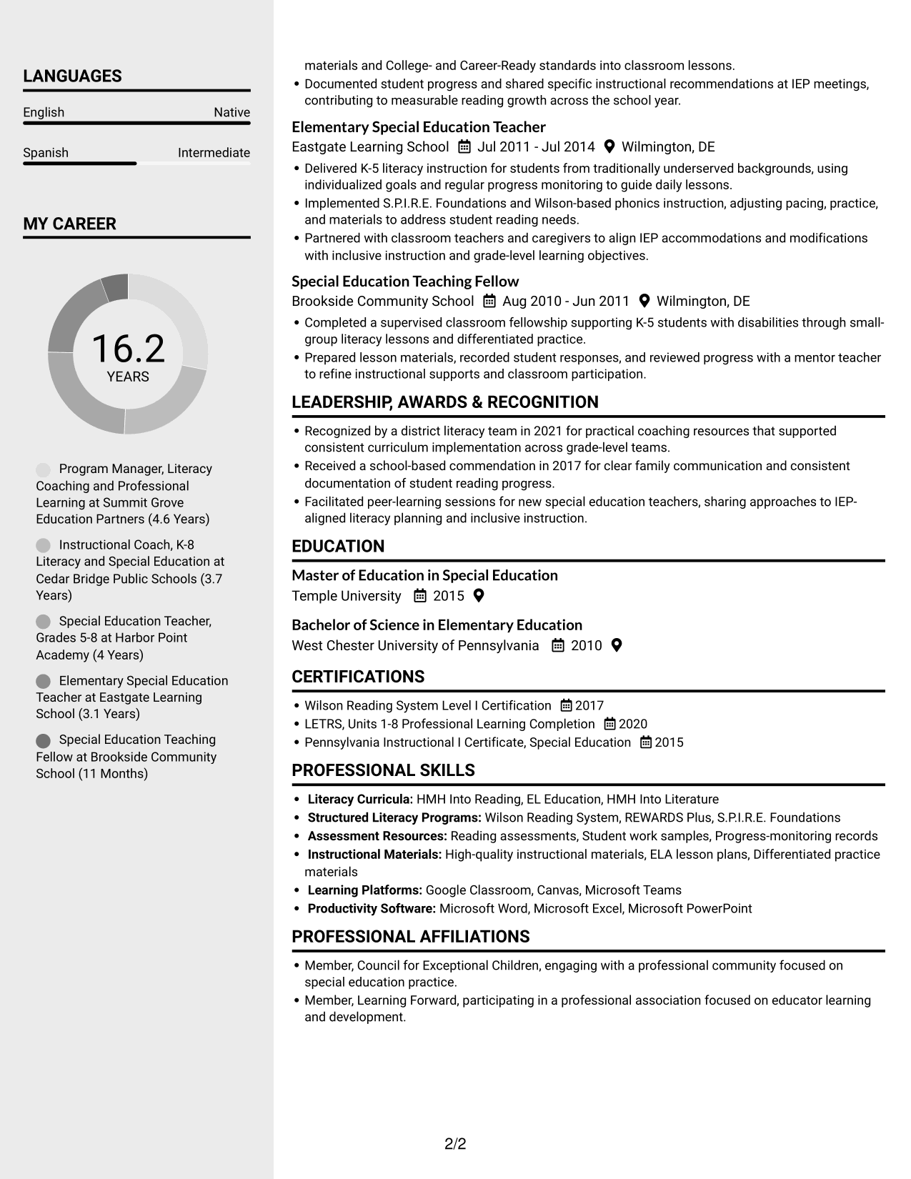 Resume example — page 2