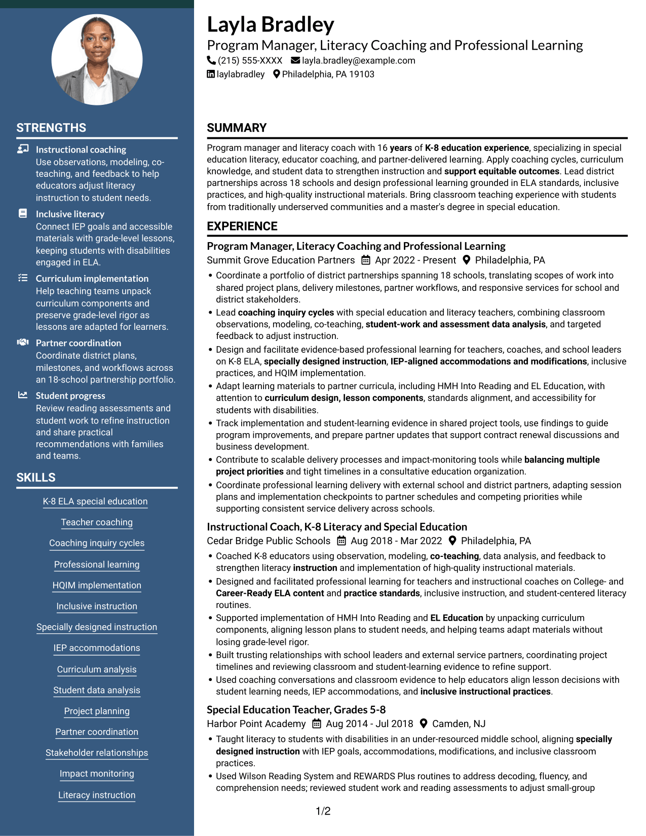 Resume example — page 1