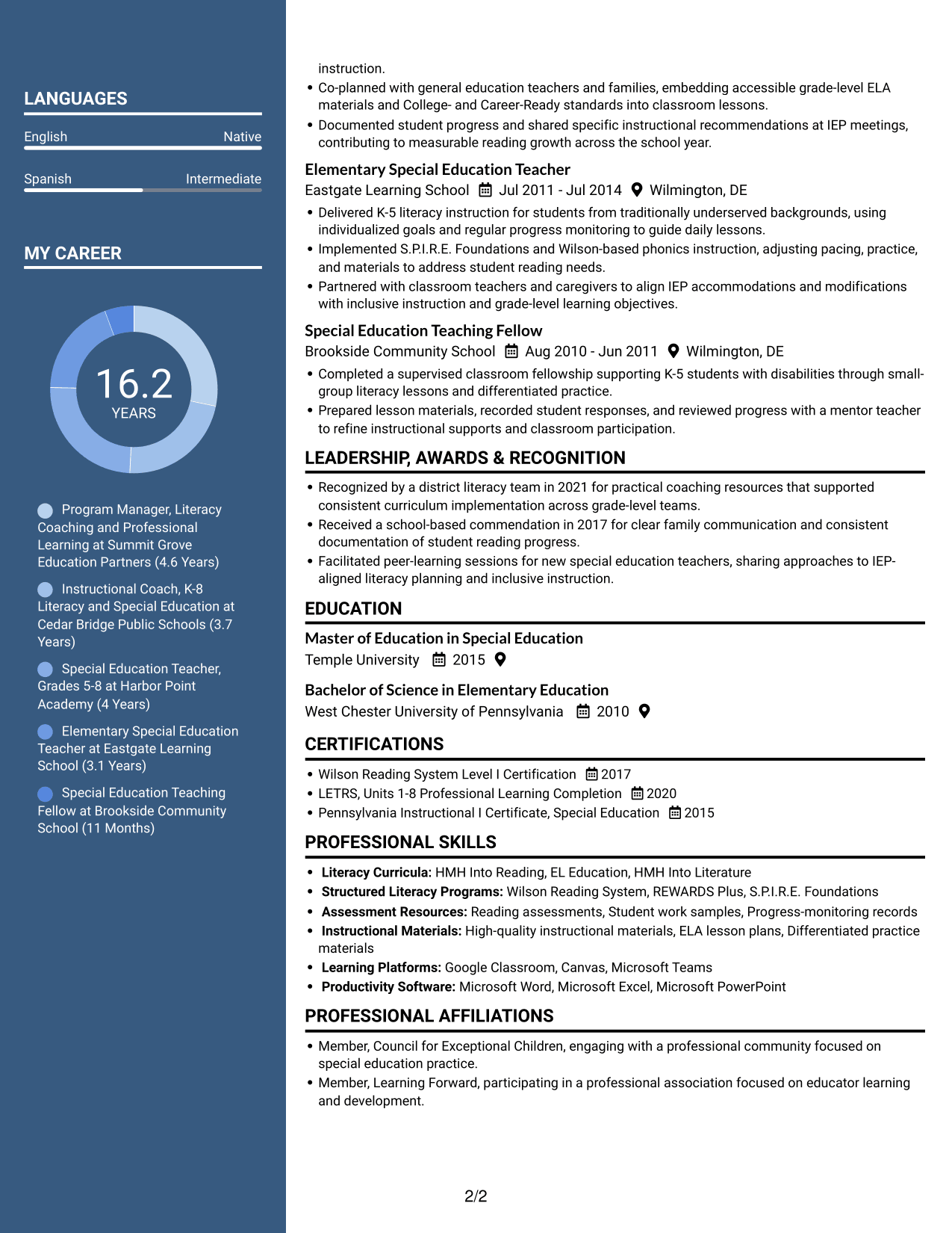 Resume example — page 2