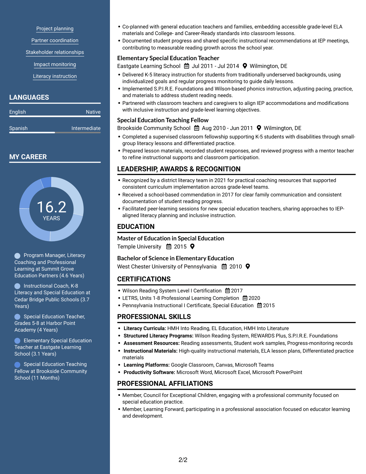 Resume example — page 2