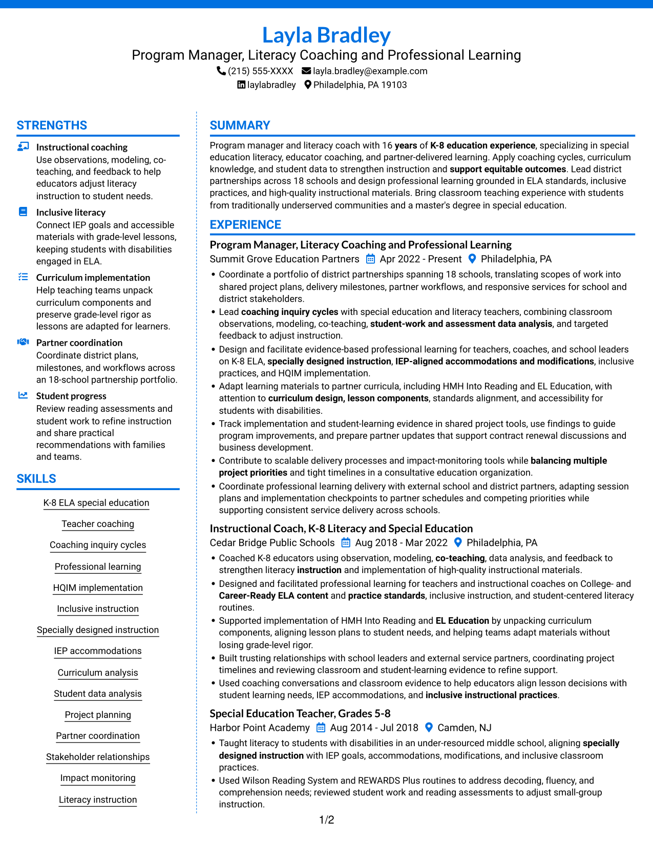 Resume example — page 1