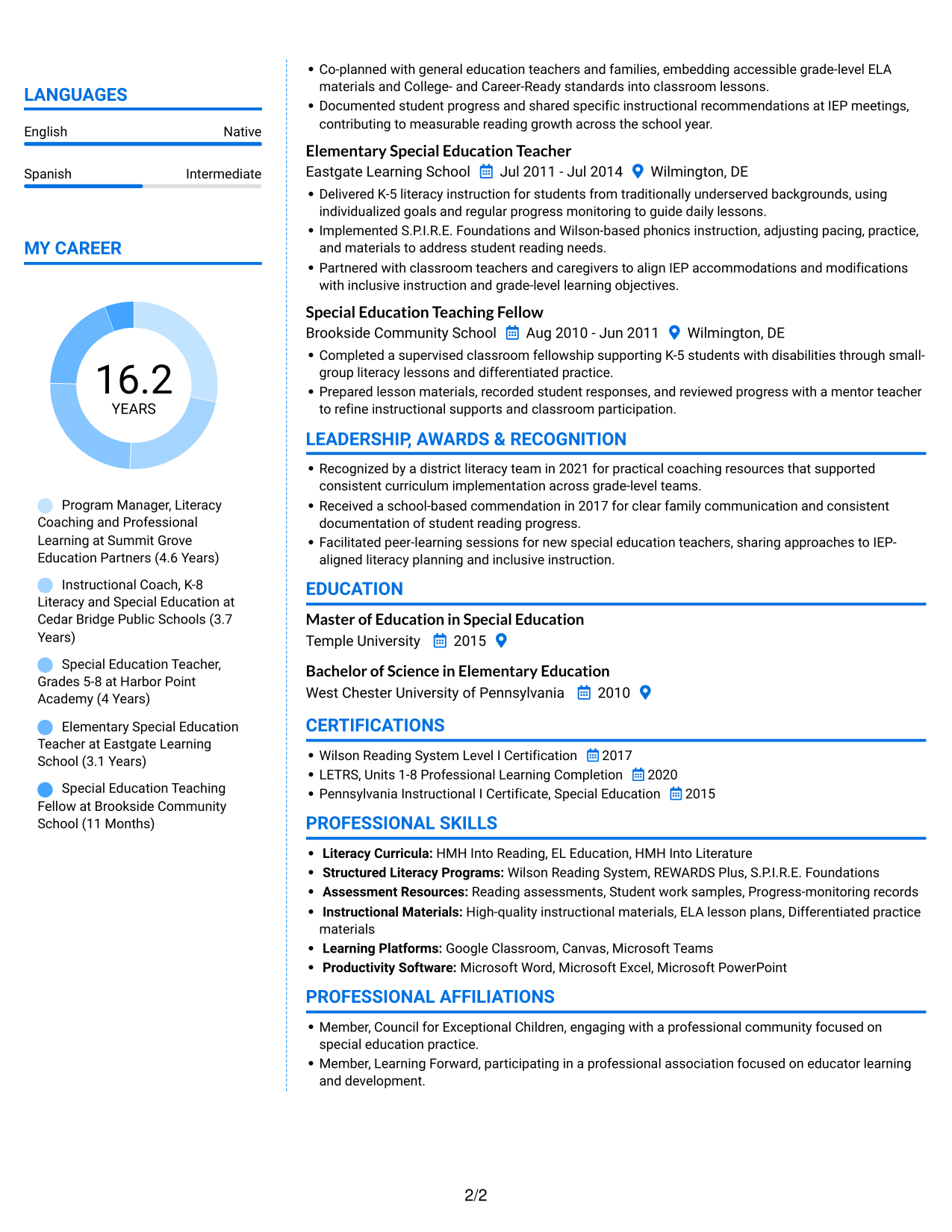 Resume example — page 2