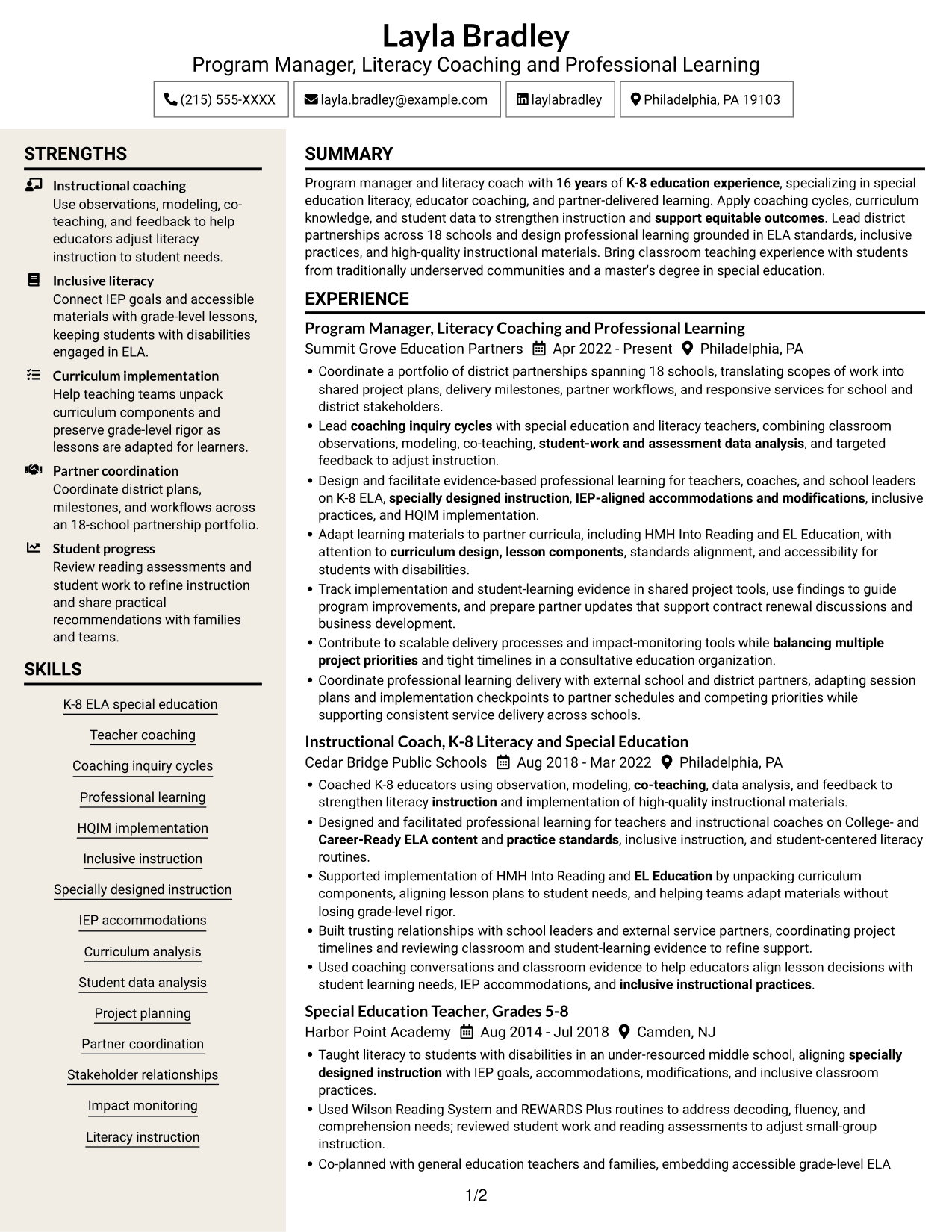Resume example — page 1