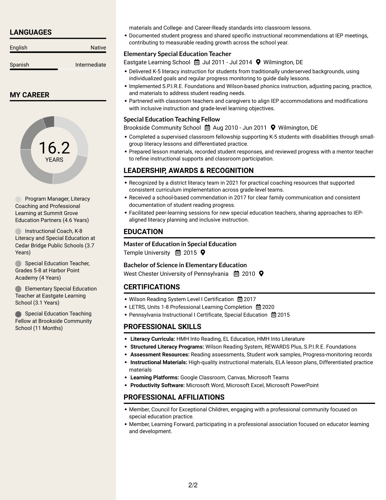 Resume example — page 2