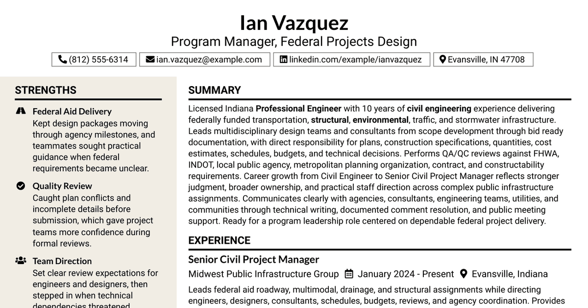 7 Program Manager - Federal Projects Design Resume Templates with Example