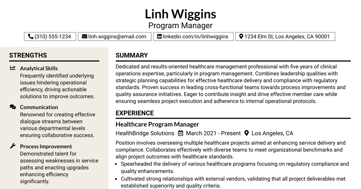 33 Program Manager - Healthcare Services Resume Templates with Example 2026 (ATS-Optimized)