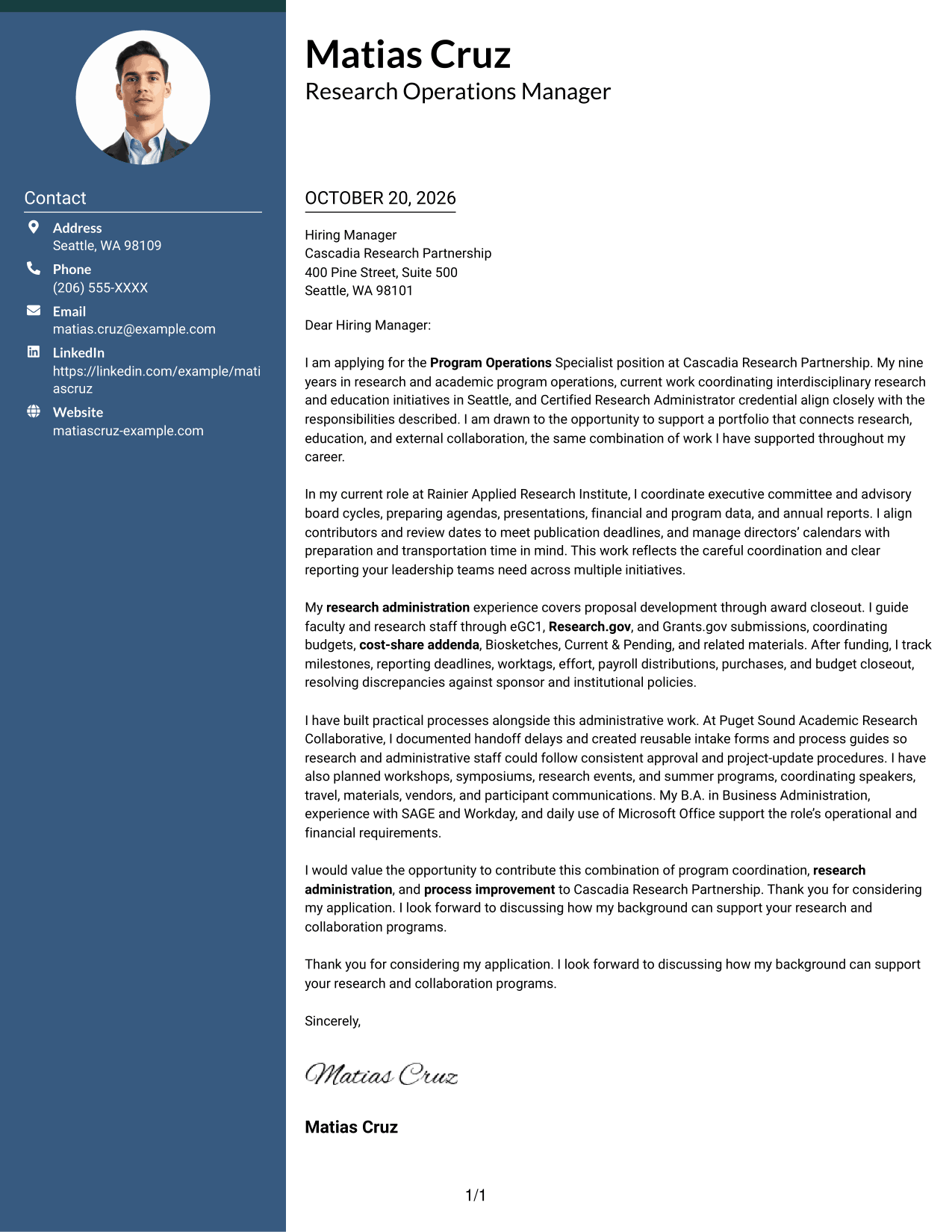 Cover letter example — page 1