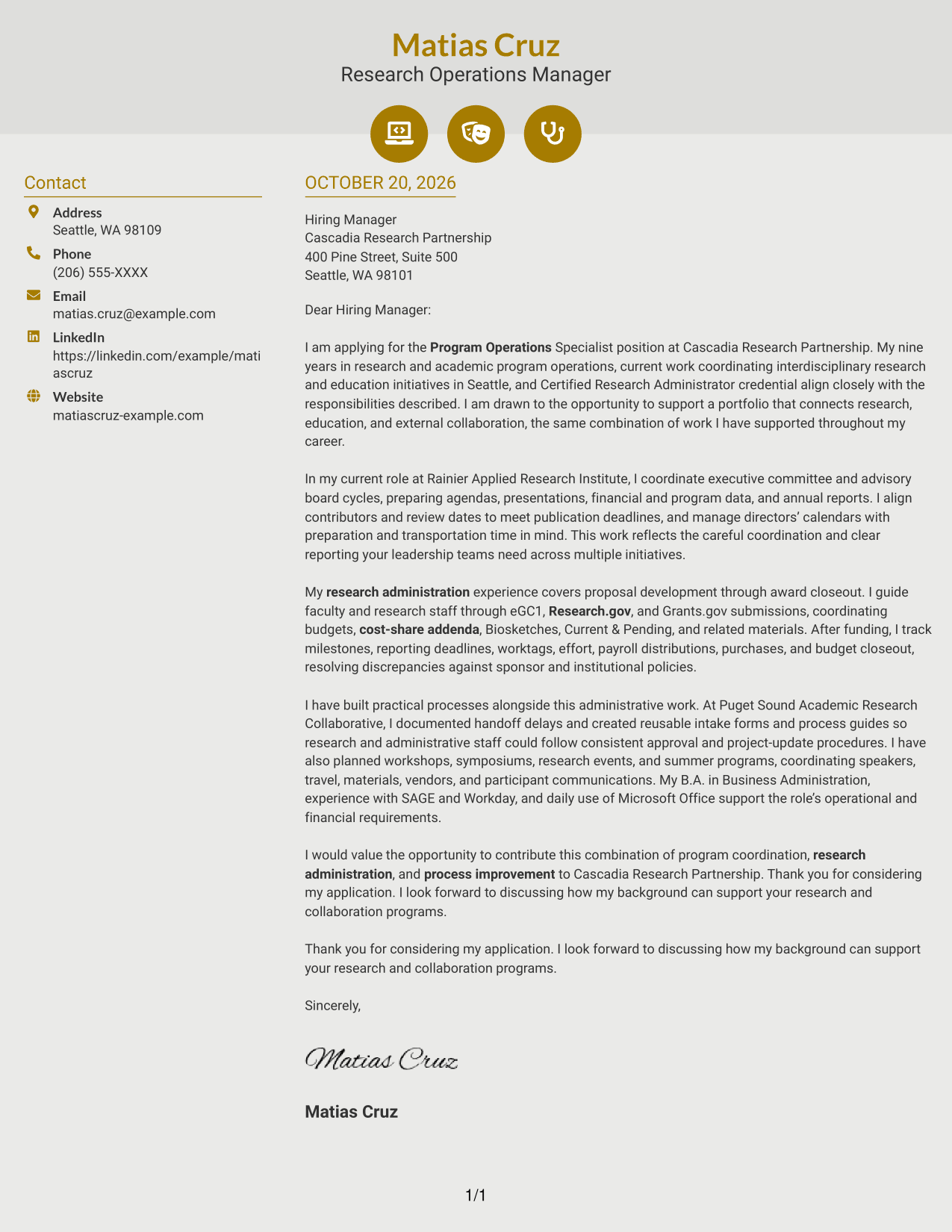 Cover letter example — page 1