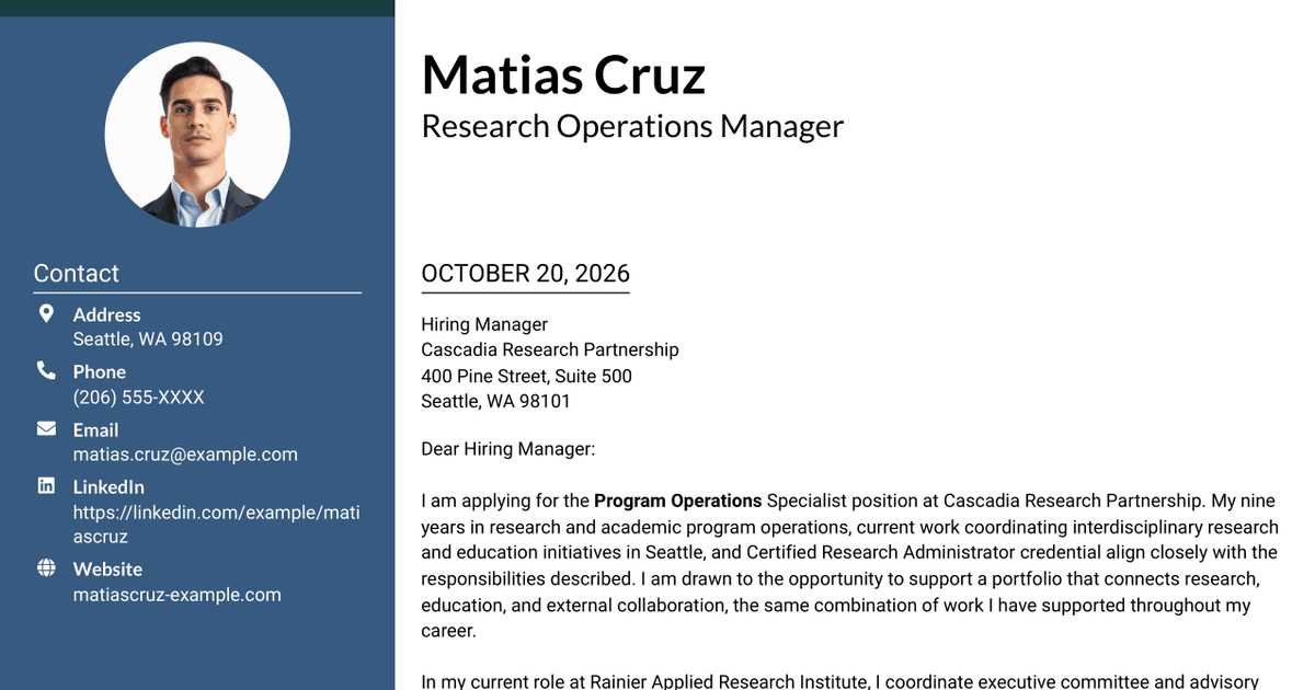 7 Program Operations Specialist - Research Administration Cover Letter Templates with Example