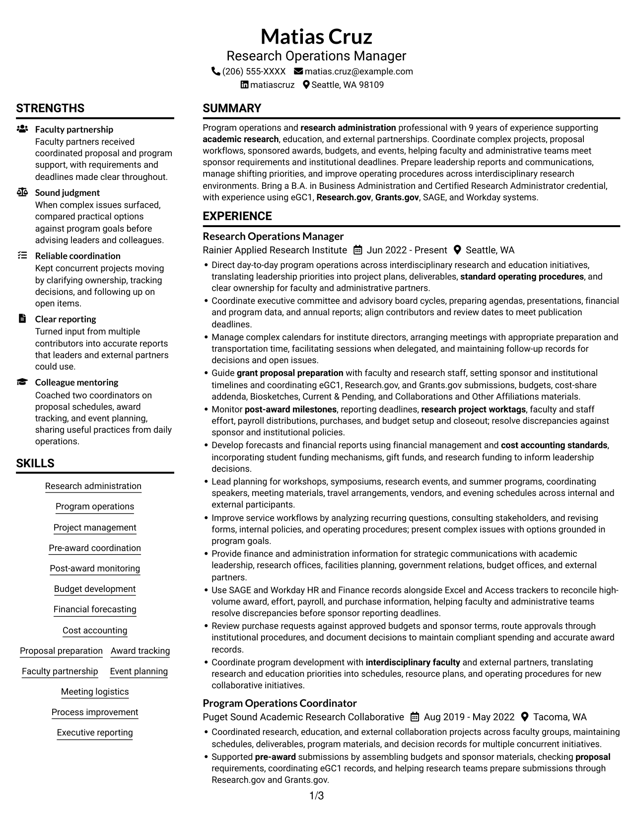 Resume example — page 1