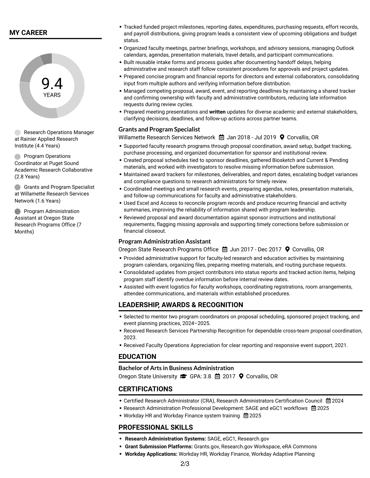 Resume example — page 2
