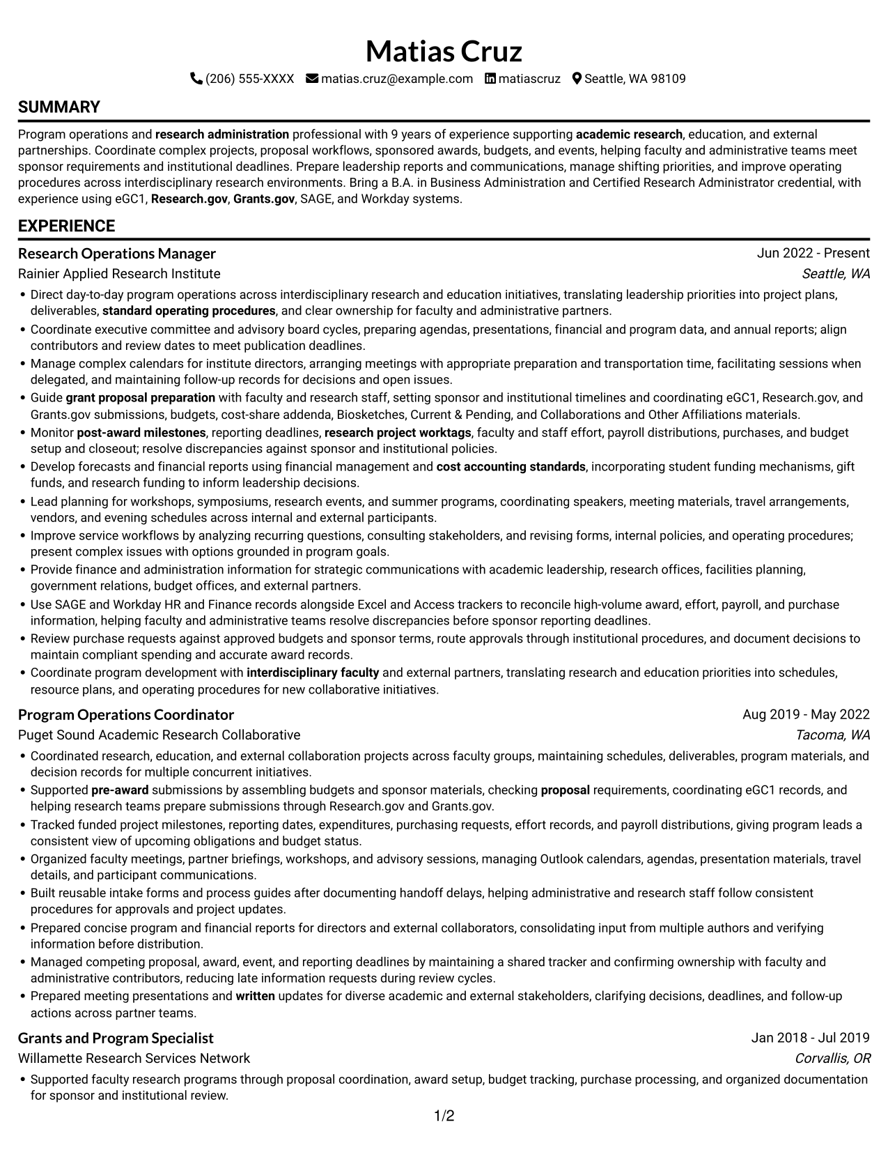 Resume example — page 1