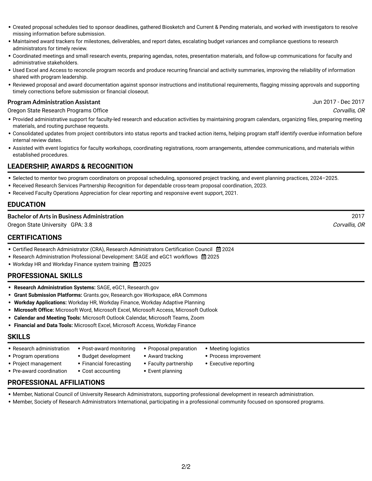 Resume example — page 2