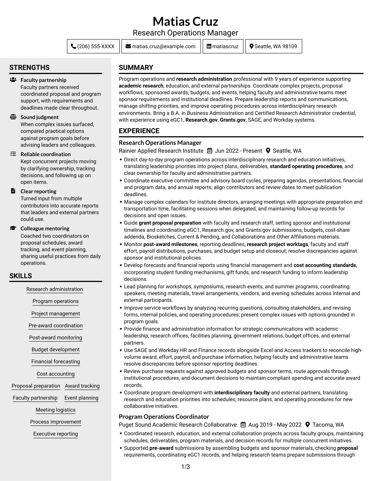 Resume example — page 1